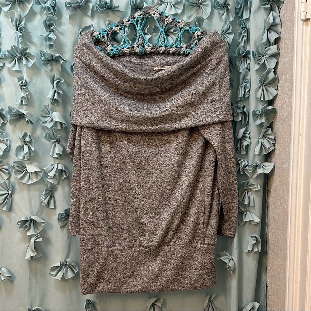 Gray comfy off shoulder mini